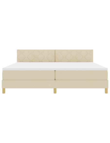 Letto a molle con materasso Crema 200 x 200 cm Tessuto