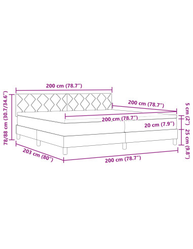 Letto a molle con materasso Blu 200 x 200 cm Tessuto
