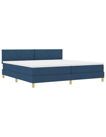 Letto Box Spring  con Materasso Blu 200x200 cm Tessuto