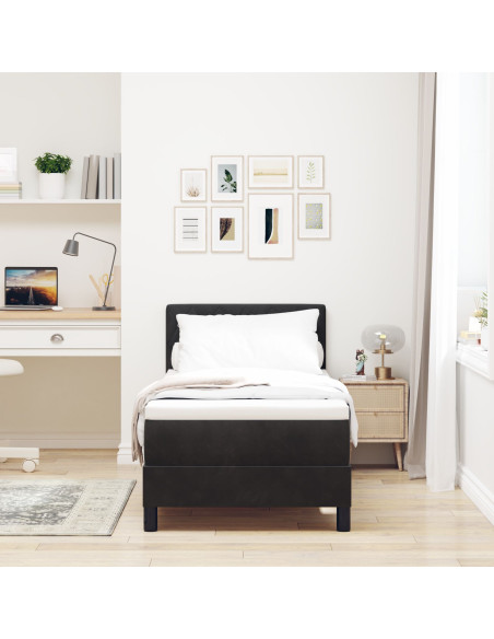 Letto a molle con materasso  Nero 80x200 cm Velluto