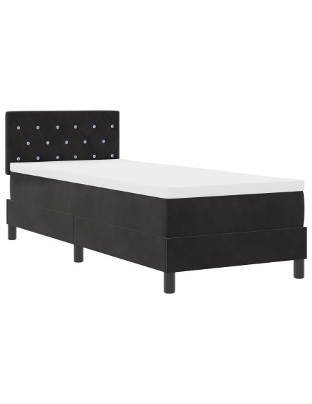 Letto a molle con materasso  Nero 80x200 cm Velluto