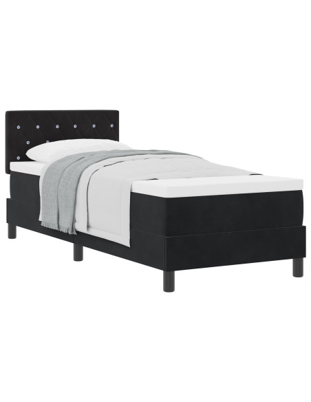 Letto a molle con materasso  Nero 80x200 cm Velluto