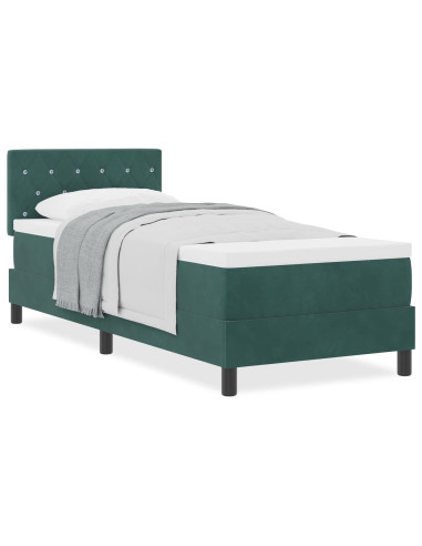 Letto a molle con materasso Verde Scuro 80 x 200 cm Velluto