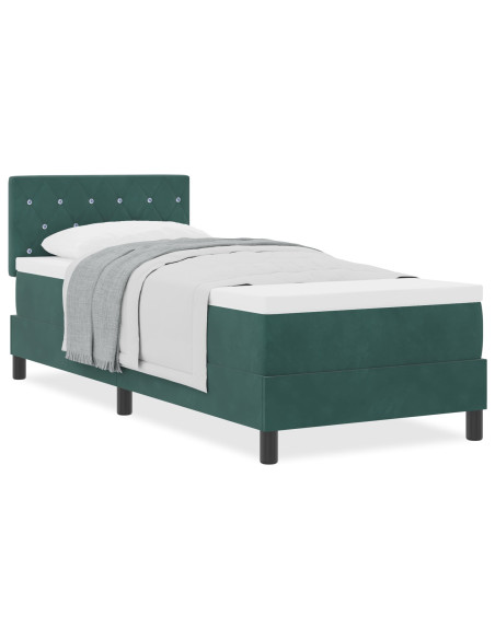 Letto a Mollecon con Materasso Verde Scuro 80x200 cm Velluto