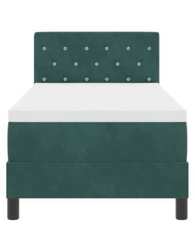 Letto a molle con materasso Verde Scuro 80 x 200 cm Velluto