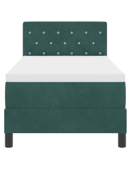 Letto a molle con materasso Verde Scuro 80 x 200 cm Velluto