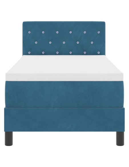 Letto a Box Spring con Materasso blu scuro 80x200 cm in Velluto
