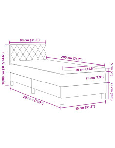 Letto a molle con materasso Rosa 80 x 200 cm Velluto