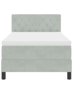 Letto a molle con materasso Grigio chiaro 90 x 190 cm Velluto