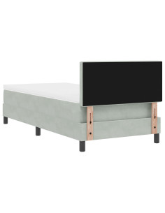 Letto a molle con materasso Grigio chiaro 90 x 190 cm Velluto 2