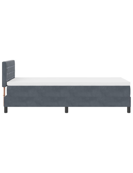 Letto a molle con materasso Grigio scuro 90 x 190 cm Velluto