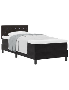 Letto a molle con materasso Nero 90 x 190 cm Velluto