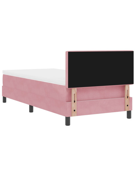 Letto Box Spring con Materasso Rosa Singolo in Velluto