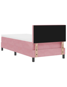 Letto a molle con materasso Rosa 90 x 200 cm Velluto