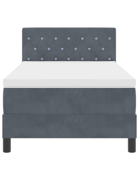 Letto Box Spring con Materasso Grigio Scuro 100x200 cm in Velluto