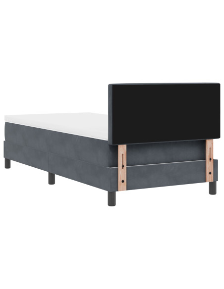 Letto Box Spring con Materasso Grigio Scuro 100x200 cm in Velluto