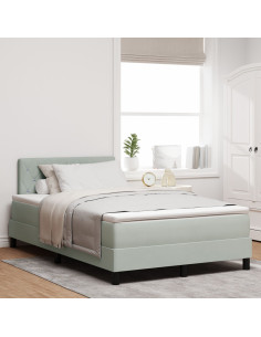 Letto a molle con materasso Grigio chiaro 120 x 200 cm Velluto