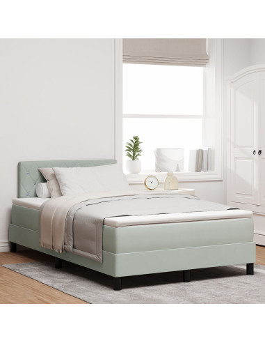 Letto a molle con materasso Grigio chiaro 120 x 200 cm Velluto