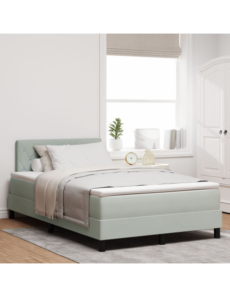 Letto a molle con materasso Grigio chiaro 120 x 200 cm Velluto