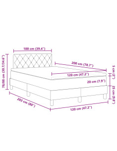 Letto a molle con materasso Grigio chiaro 120 x 200 cm Velluto 2