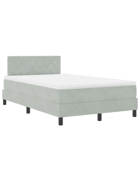 Letto con Box Spring e Materasso Grigio Chiaro 120x200 cm Velluto