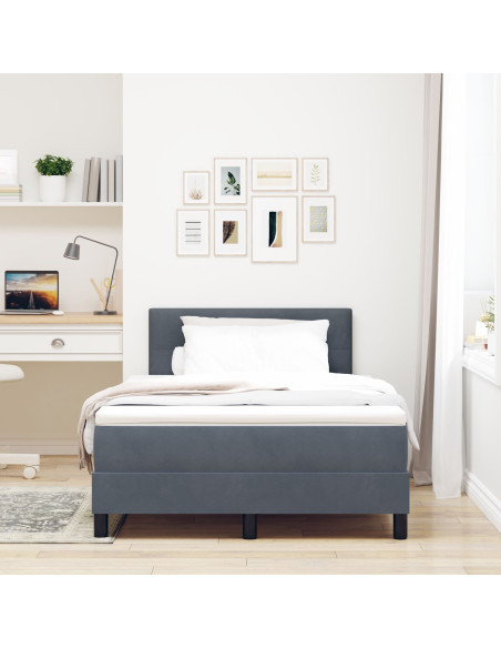 Letto Box Spring con Materasso Grigio Scuro 120x200 cm Velluto