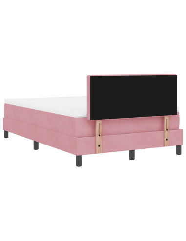 Letto a molle con materasso Rosa 120 x 200 cm Velluto