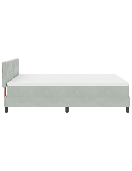 Letto a molle con materasso Grigio chiaro 140 x 190 cm Velluto