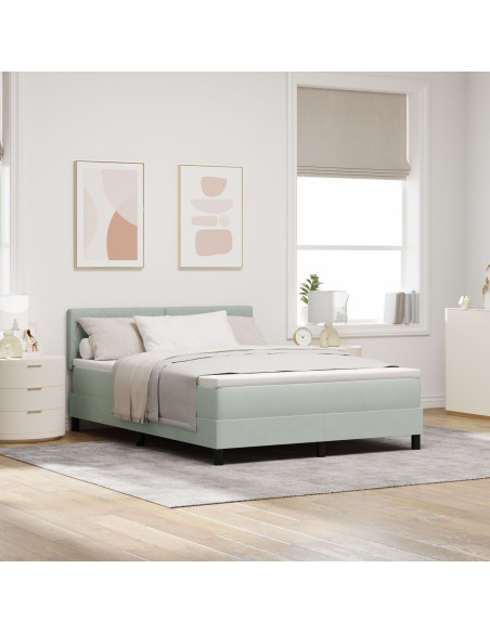 Letto a molle con materasso Grigio chiaro 140 x 190 cm Velluto