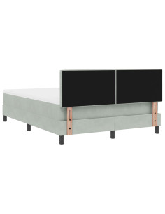 Letto a molle con materasso Grigio chiaro 140 x 200 cm Velluto