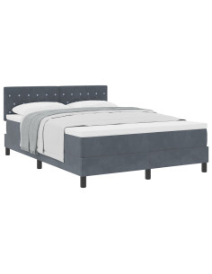 Letto a molle con materasso Grigio scuro 140 x 200 cm Velluto