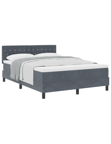 Letto a molle con materasso Grigio scuro 140 x 200 cm Velluto