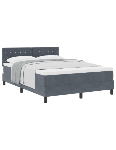 Letto con Box Spring e Materasso Grigio Scuro 140x200 cm in Velluto