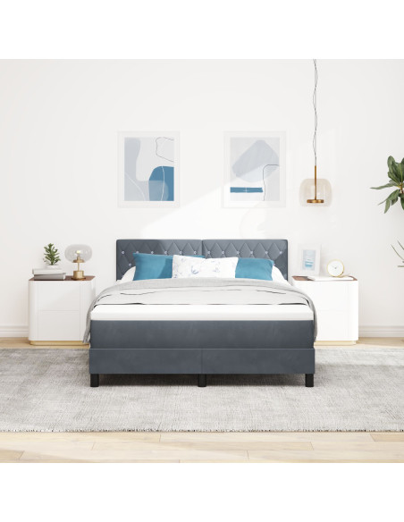 Letto a molle con materasso Grigio scuro 140 x 200 cm Velluto