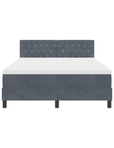 Letto con Box Spring e Materasso Grigio Scuro 140x200 cm in Velluto
