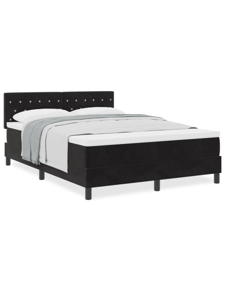 Letto con rete da box e materasso Nero 140x200 cm Velluto