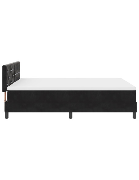 Letto con rete da box e materasso Nero 140x200 cm Velluto