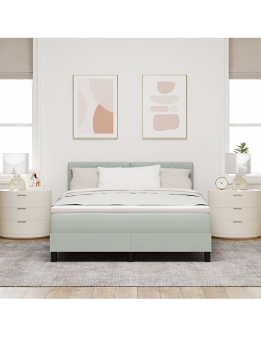 Letto a molle con materasso Grigio chiaro 160 x 200 cm Velluto