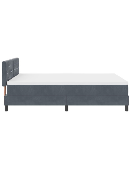 Letto Box Spring con Materasso Grigio Scuro 160x200 cm Velluto