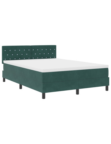 Letto Box Spring con Materasso Verde Scuro 160x200 cm Velluto
