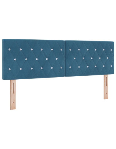 Letto a molle con materasso Blu Scuro 160 x 200 cm Velluto