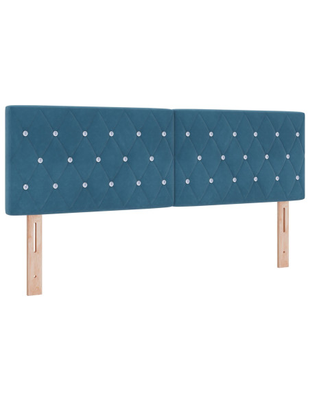 letto con box spring e materasso blu scuro 160x200 cm in velluto