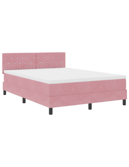 Letto a Box con Materasso Rosa 160x200 cm Velluto
