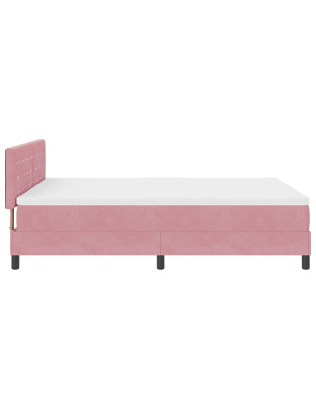Letto a Box con Materasso Rosa 160x200 cm Velluto