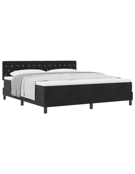 Letto con Rete a Molle e Materasso Super King Nero Velluto