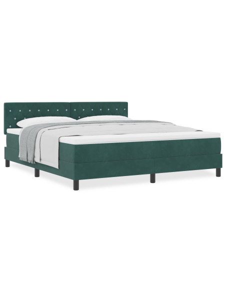 Letto a Rete con Materasso Verde Scuro Super King in Velluto