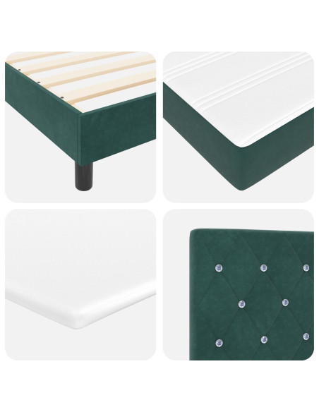 Letto a Rete con Materasso Verde Scuro Super King in Velluto
