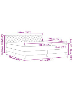 Letto a molle con materasso Grigio chiaro 200 x 200 cm Velluto 2