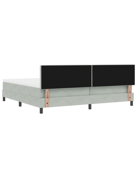 Letto Box Spring  con Materasso Grigio Chiaro 200x200 cm Velluto