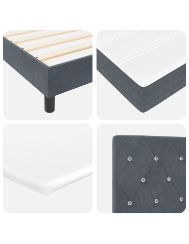 Letto a molle con materasso Grigio scuro 200 x 200 cm Velluto